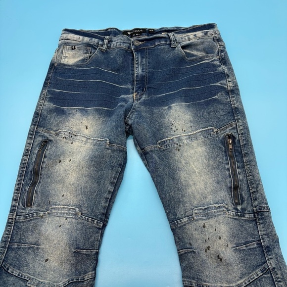 Rocawear Y2K Jeans Mens 38” Dark Blue  Skinny Distressed Grunge Streetwear Skate - Picture 6 of 10